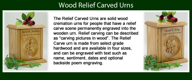 Wood Relief Carved Urns