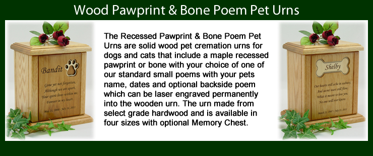 Pawprint & Bone Poem Pet Urns